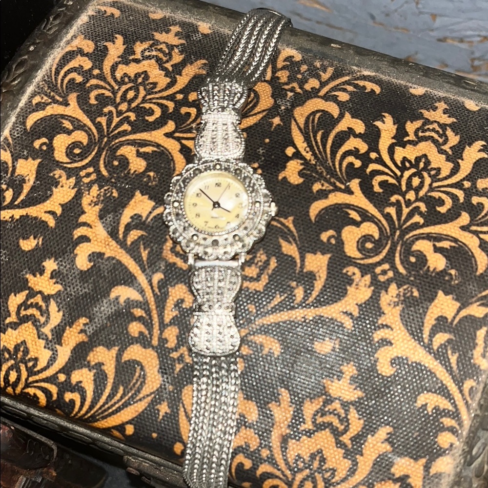 Glamorous Silver Dress Watch with Crystal Embellishments
